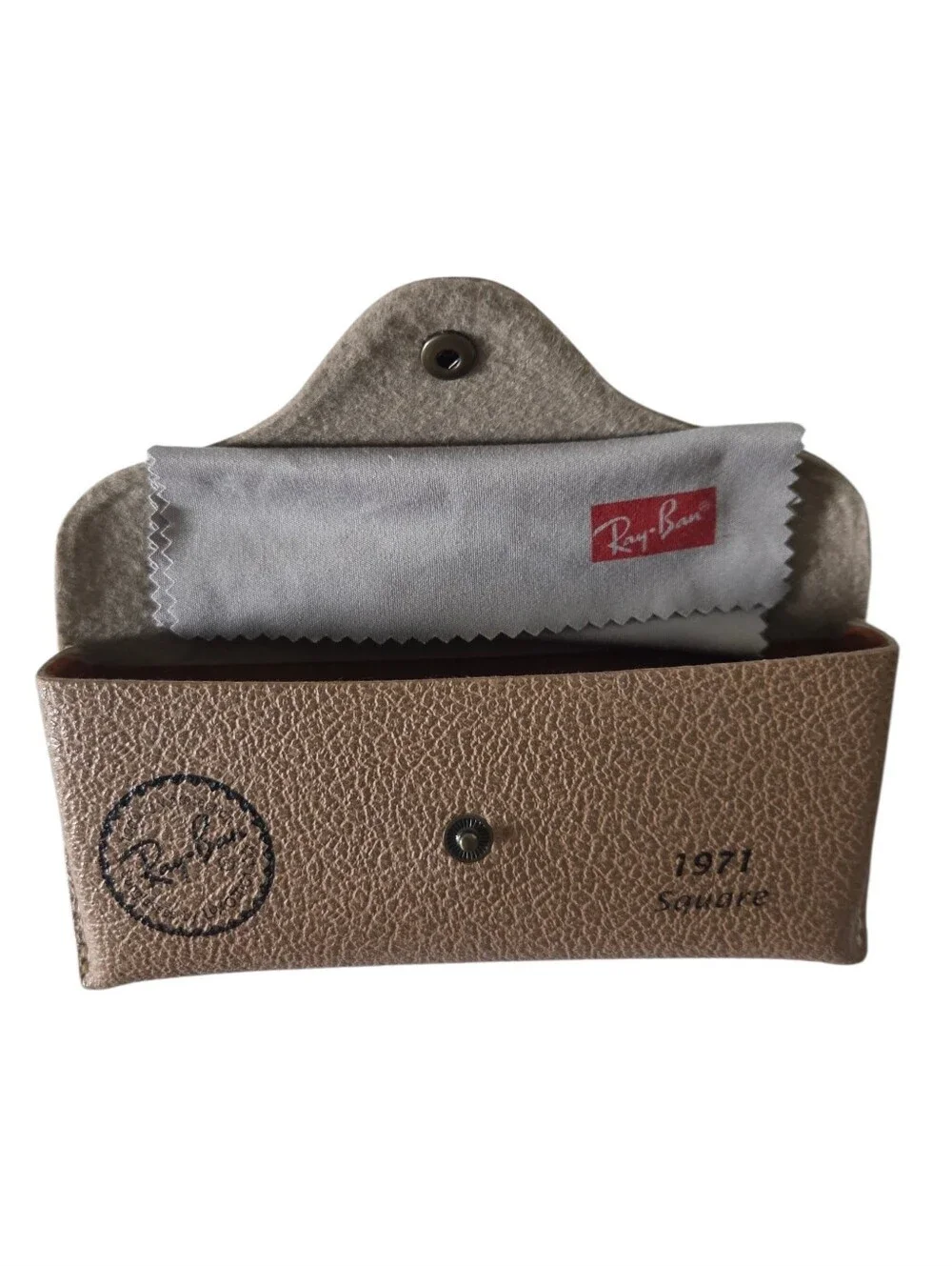 Ray-Ban 1971 Square Tan Sunglasses Replacement Case & Cleaning Cloth